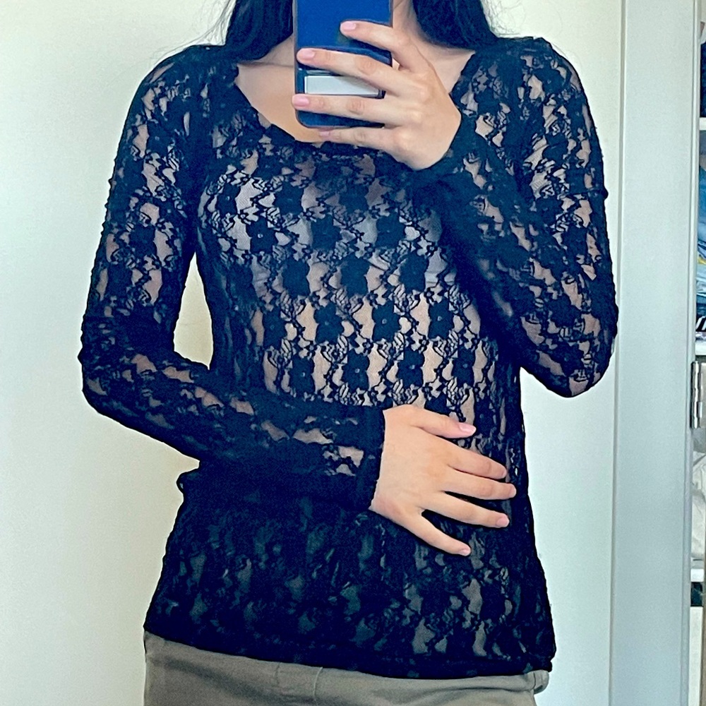 Black Lacey Express Top Size S/P